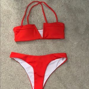 red ribbed zaful swimsuit